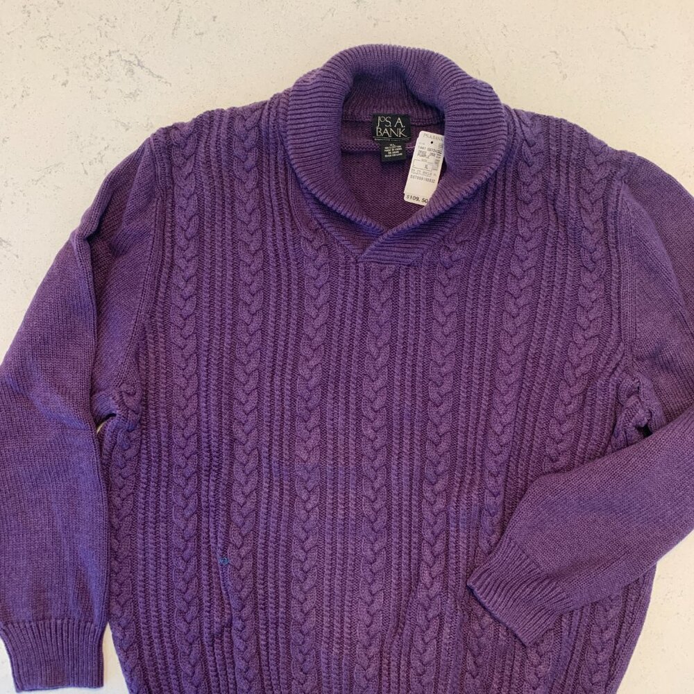 JOS. A. BANK Men's Cable Knit Shawl Collar Sweater XL | NWT | Luxury